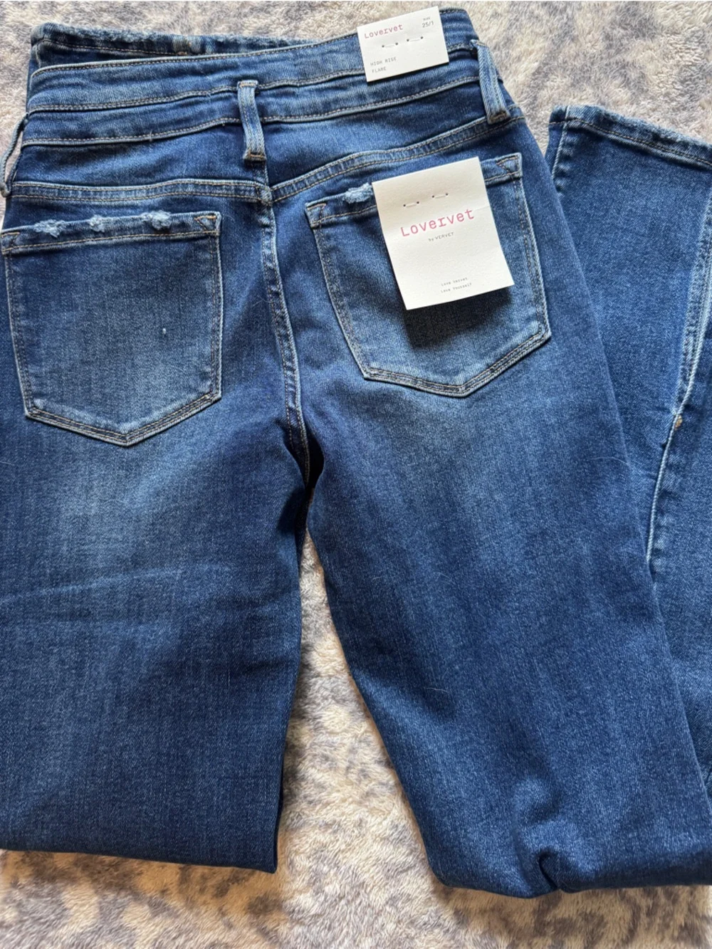 Lovervet Dark Blue Flare Jeans — Women's High-Rise Wide Leg - Picture 2 of 3